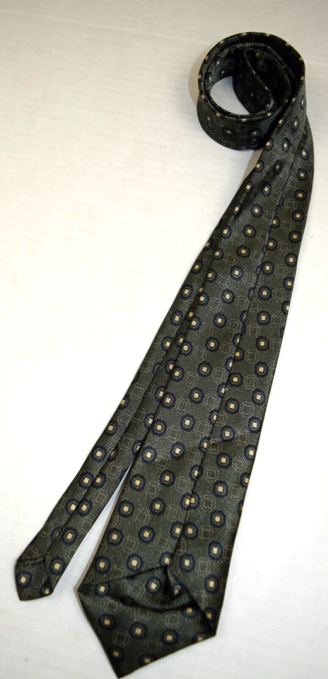 Corbata de Colección Años 40 50 Verde Satinado Bronceado Ovalos Foulard 48" x 2.5" Foto 3 de 4