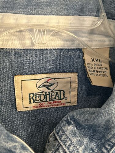 Camicia da lavoro uomo vintage RedHead denim manica lunga piumino cotone XXL - Foto 3 di 5