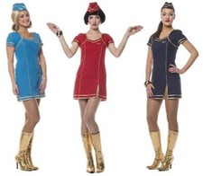 Flugbegleiterin Stewardess Pilotin Capitan Uniform Kostüm Kleid Damen Tasche Hut