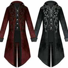 Herren Smoking Retro Mittelalter Kostüm Frack Blazer Lang Punk Gothic Jacke
