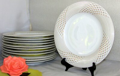 HUTSCHENREUTHER D'Oro Salad Plates Scala Gold Outlined Scale | eBay