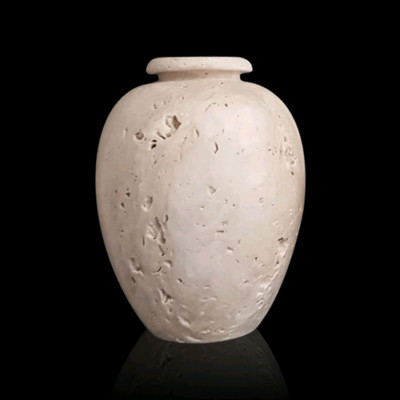 Italian Marble Centerpiece Light Travertine Centerpiece Table Vase h18