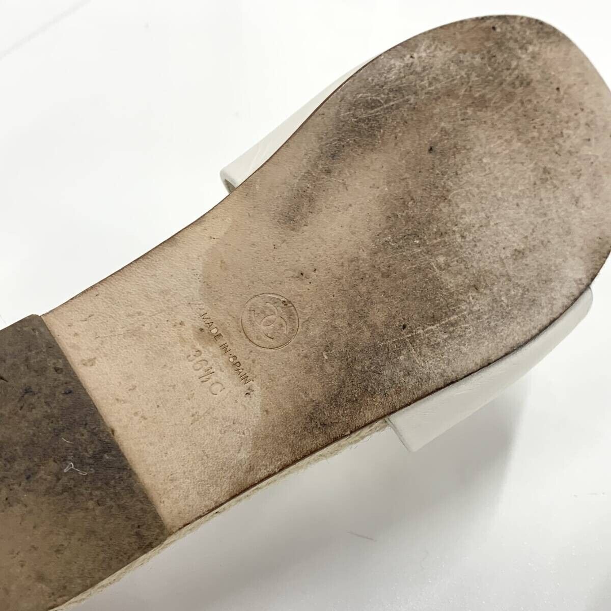 Chanel Leather Coco Mark Color Stone Espadrille Flat Sandals Chanel Leather Coco Mark Color Stone Espadrille Flat Sandals