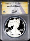 2012-W $1 Silver American Eagle PF 69 DCAM ANACS # 7668340 + Bonus