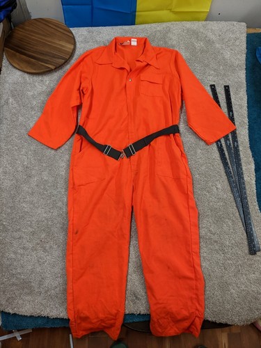 Vintage St Bernice Blaze Orange Coveralls Mens XL USA Made Hand Tailored Chicago