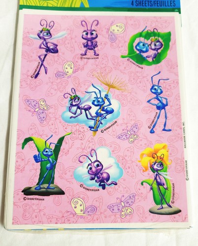 Vintage Disney Pixar A BUG'S LIFE Pink Purple SEALED Hallmark Stickers ...
