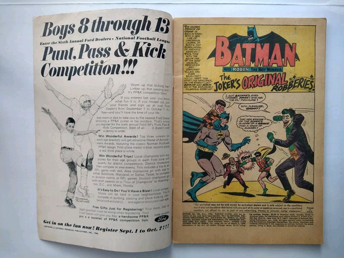 DC Comics Batman #186 1st Appearance Gaggy the Clown, Joker&rsquo;s 