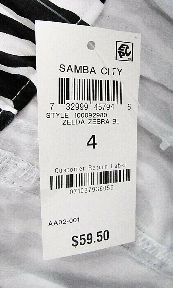 Falda cintura elástica bolsa de papel con estampado de cebra blanca y negra talla 4 Bar III Foto 4 de 4