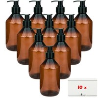 10 X Seifenspender 250 Ml Pumpspender Lotionspender Kunststoff Braun + Etiketten