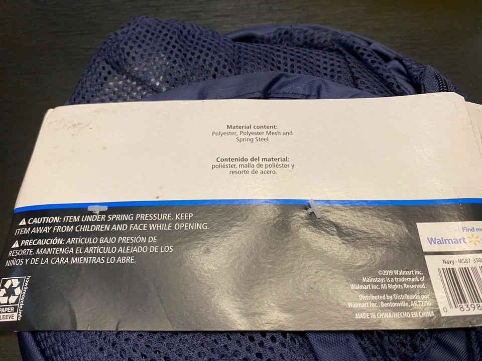 NOVO Cesto de Lavanderia de Viagem Dobrável Mainstays 2 em 1 Pop-up Malha Azul Hamper - Imagem 2 de 2