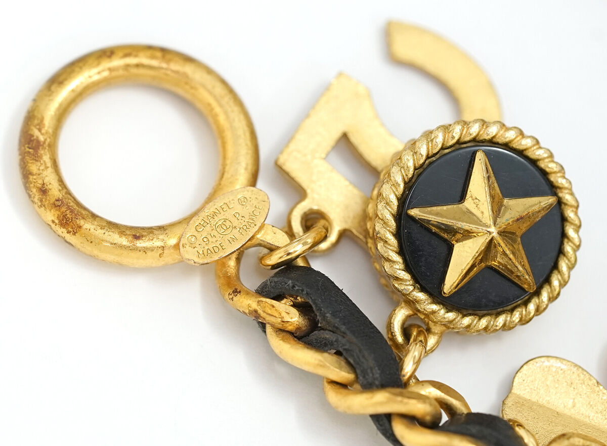 CHANEL No.5 Multi Charm Leather Chain Bracelet 7.3 CHANEL No.5 Multi Charm Leather Chain Bracelet 7.3