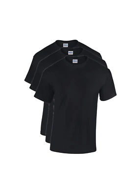 GILDAN Lot de 3 t-shirt homme,tee-shirt coton manches courte couleur noir - Photo 1/4