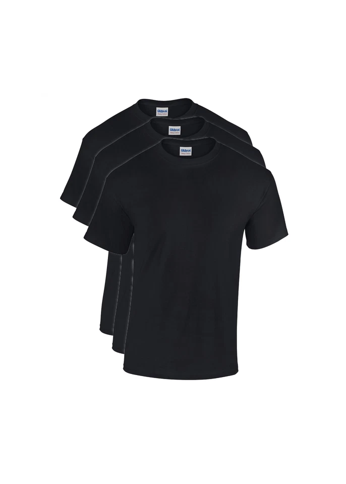 GILDAN Lot de 3 t-shirt homme,tee-shirt coton manches courte couleur noir - Photo 1/4