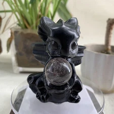 360g Natural handcrafted Fossil wood Egyptian cat Crystal Healing reiki Gift