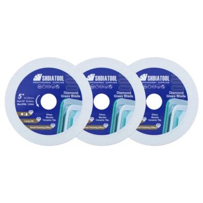 SHDIATOOL 3pcs Diamant-Trennscheibe 125mm/5'' Glas Sägeblatt Schneiden Jade Weinflasche