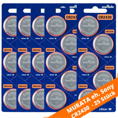25 x Batterien muRata eh. Sony CR2430 Lithium Knopfzelle 300mAh 3V CR 2430 NEU