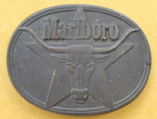 Vintage Marlboro Belt Buckle 1987 Solid Brass Lonestar Longhorn Philip Morris