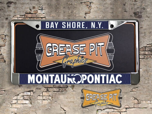 Montauk Pontiac Bay Shore License Plate Frame - Foto 1 di 3