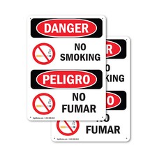  2 Pack No Smoking OSHA Danger Sign Decal Metal Plastic