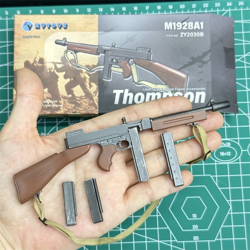 ZYTOYS1:6 M1928A1 Thompson Submachinegun Tommy WW2 US for 12