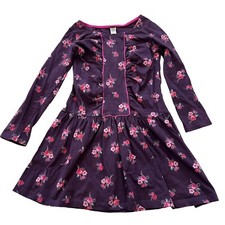 Tea Collection Size 7 Purple Knit Long Sleeve Dress Floral Print
