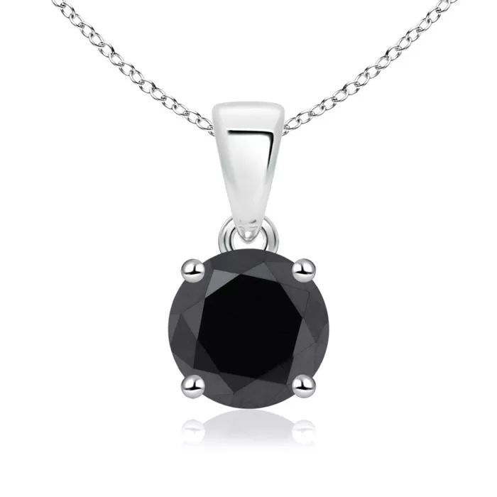 0.25 1ct Gold Platinum Black Diamond Solitaire Pendant Necklace