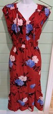 TIME AND TRU Women's Rust Cap Sleeve Tie Front Midi Dress NEW Medium 8/10