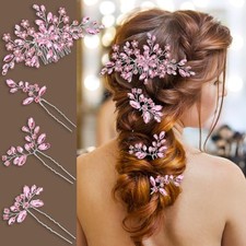 Wedding hair accessories, Bridal for piece, brides headpiece comb    Pink