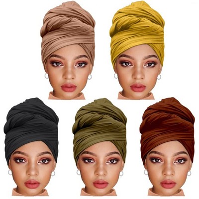 5 Pieces Solid Color Multicolor Combination Stretch Hijab Extra Long Scarf Je...
