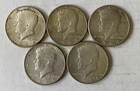 Lot of 5 1964 Kennedy 90% Silver Half Dollars  Denver Mint Fine to Very Fine  A8