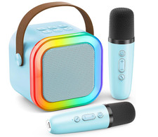 Wireless Mini Karaoke Machine with 2 Microphones Bluetooth Speaker for Kids