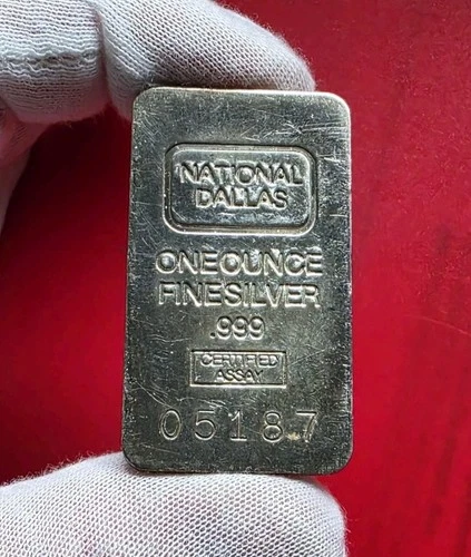 Vintage National Dallas - 1 Troy Oz .999 Fine Pure Silver Bullion Bar #05187