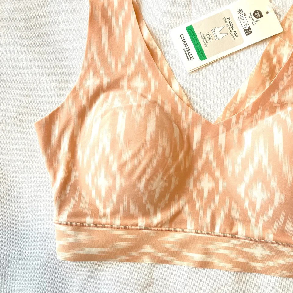 Chantelle 柔软弹力 V 领加厚文胸 XS/S Ikat 印花 11D1 全新带标签 全新 — 第 3/4 张图片