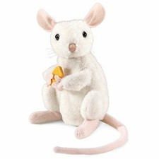 Folkmanis Puppets - 2925 Nibbling Mouse w/Cheese Finger Puppet RETIRED NOS