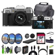 Fujifilm X-T50 Digital Camera XC15-45mm F3.5-5.6 OIS PZ Lens Bundle - Silver