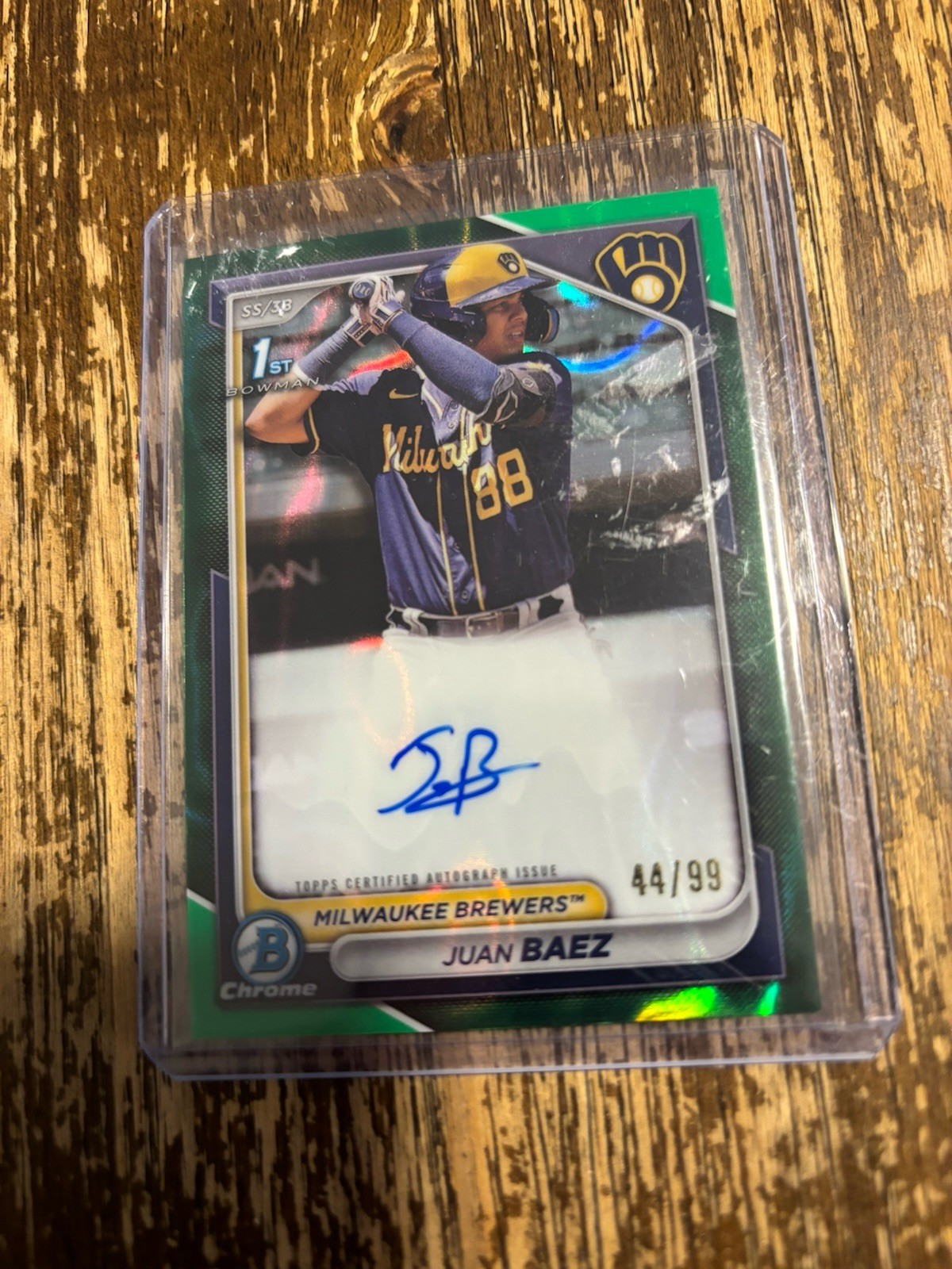 2024 Bowman Chrome Juan Baez Auto Green Lava Refractor 1st #88/99