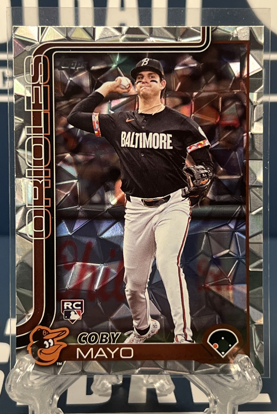 Coby Mayo Diamante Foil Rookie RC 2025 Topps Series 1 Card #20 Baltimore Orioles