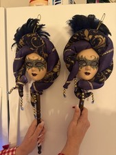 Beautiful Venetian Purple White Mask With Exotic Feathers  