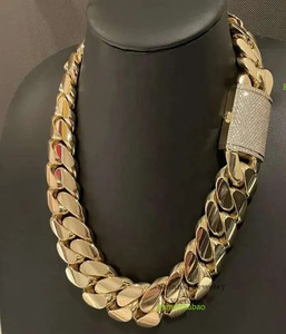 Authentic Heavy Big 28mm 24 1kilo Gram 14k Gold Plated Cuban Link Chain Necklace Jewelry