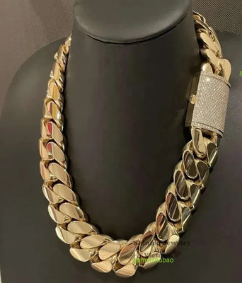 Heavy Big 28mm 24 1kilo Gram 14k Gold Plated Cuban Link Chain Necklace Jewelry