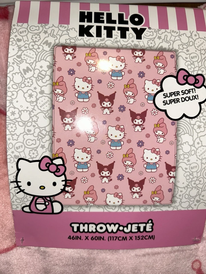Manta Hello Kitty Kuromi Rosa 46" x 60" Niño Preescolar ¡NUEVA! Foto 4 de 4