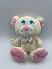 Fisher Price 1994 Cozies Bear Cream 10" Waffle Weave Stuffed Blue Eyes 1226