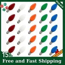 25 Pack C7 LED Multicolor Christmas Replacement Light Bulbs, Colored Christmas L