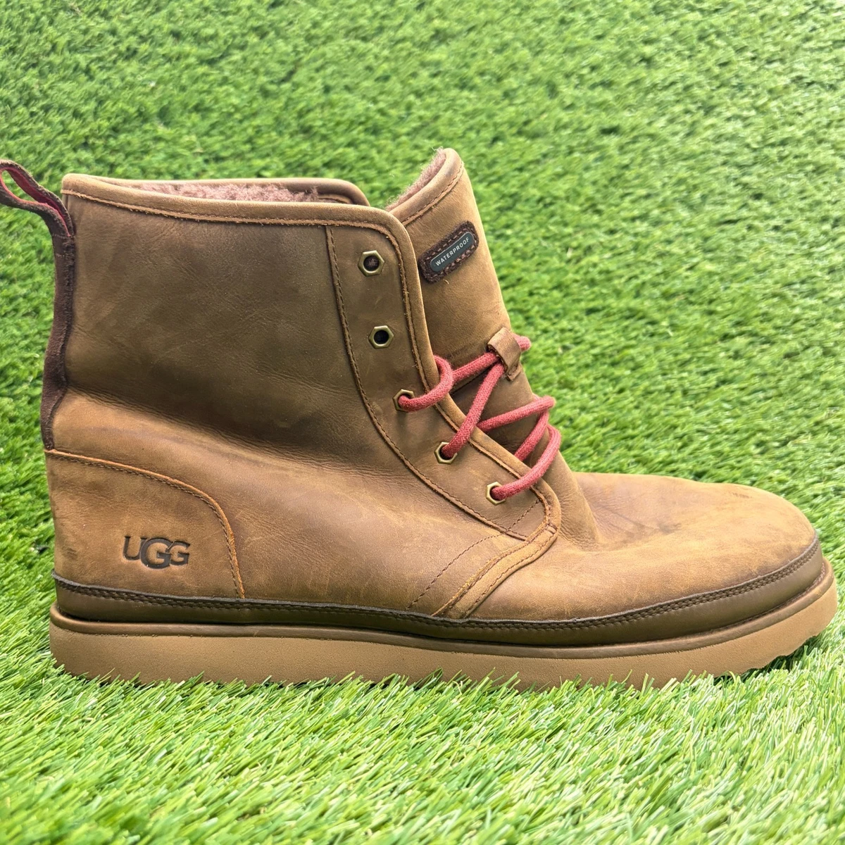 UGG Men’s Dark Brown Leather Ultimate Short Boots Sheepskin Lined Size 10.5 Men main image 3