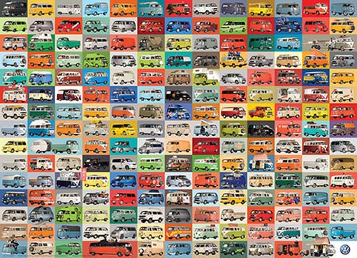 Puzzle (1000 T.) Bunte VW Bulli Welt (Eurographics) Neu/Ovp-image
