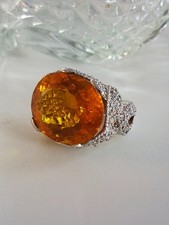 Large Oval Orange Citrine CZ & White CZ State...