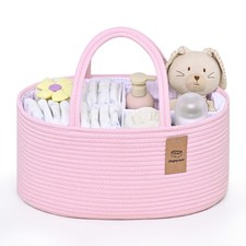 13.5L Baby Diaper Caddy Organizer, 15.3"x9.8"x7" Cotton Rope Diaper Basket, C...
