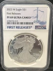 2023-W SILVER EAGLE NGC PF69 ULTRA CAMEO AMERICAN EAGLE First Releases