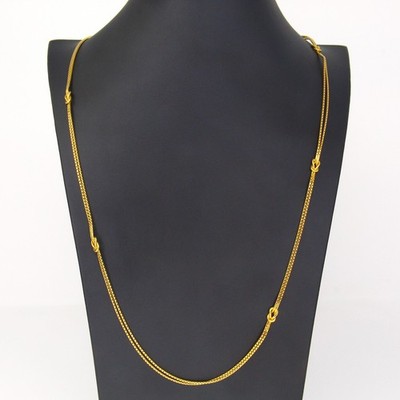 GUCCI Knot Double Chain Necklace 18K Yellow Gold 32