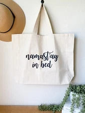 Funny Screen Printed Canvas Shopping Tote Bag - Namastay